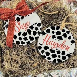 Personalized Cow Print Ornaments