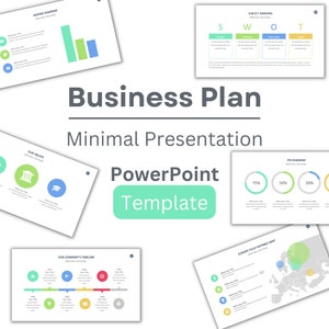 Könnte beinhalten: Eine PowerPoint-Vorlage für eine Businessplan-Präsentation. Die Vorlage enthält eine Vielzahl von Diagrammen, Grafiken und Schaubildern, darunter ein Matrixdiagramm, eine SWOT-Analyse, ein Kreisdiagramm und eine Zeitleiste. Die Vorlage enthält auch eine Karte von Europa.