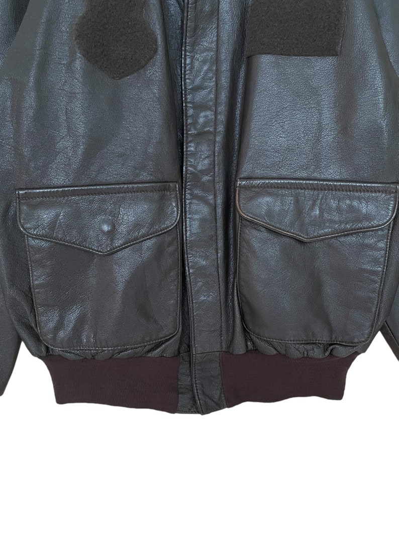 Rare Design Vintage Brand Avirex Leather Fly Jacket 1990s image 3