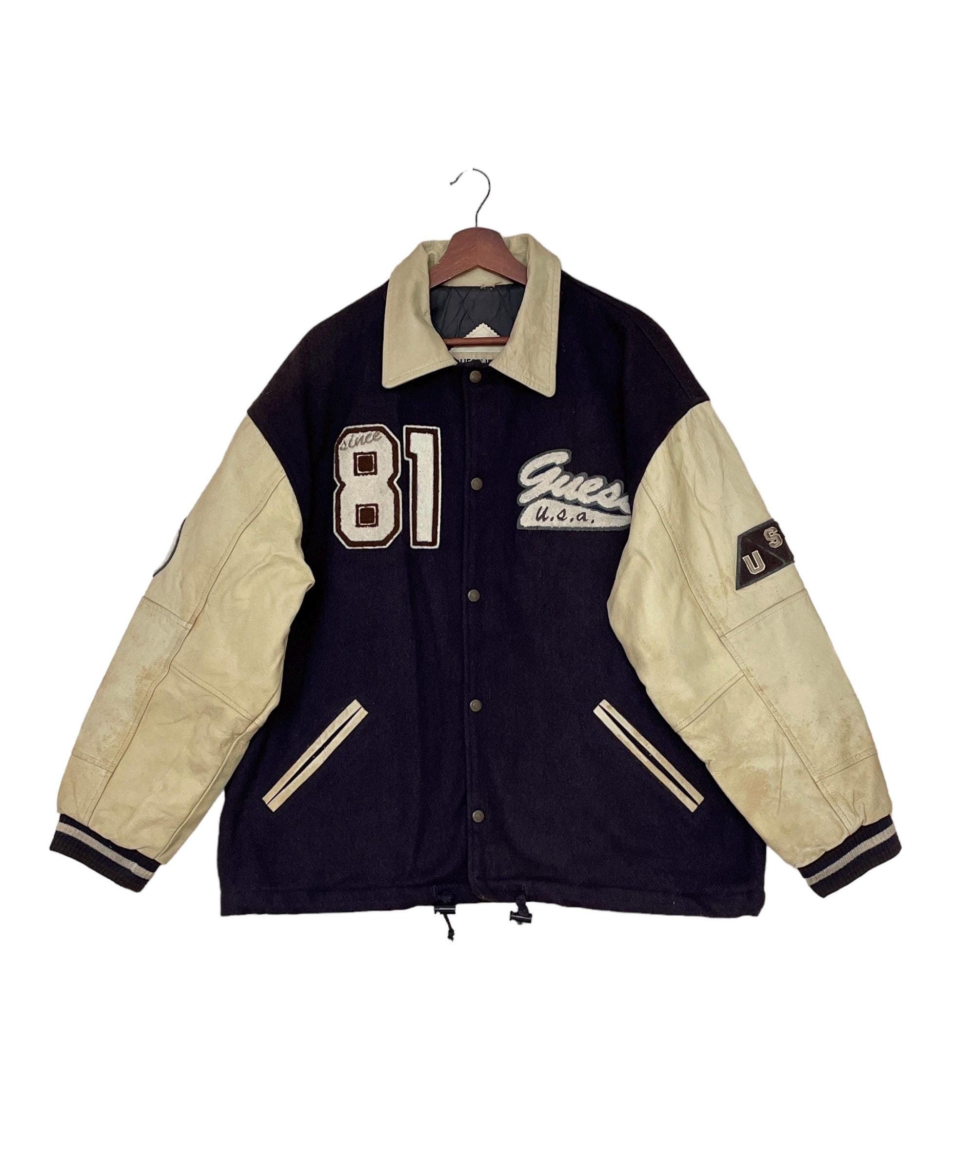 Rare Vintage Brand Guess Leather Varsity Jacket Made in Usa Rare Vintage Brand Guess Leather Varsity Jacket Made in Usa