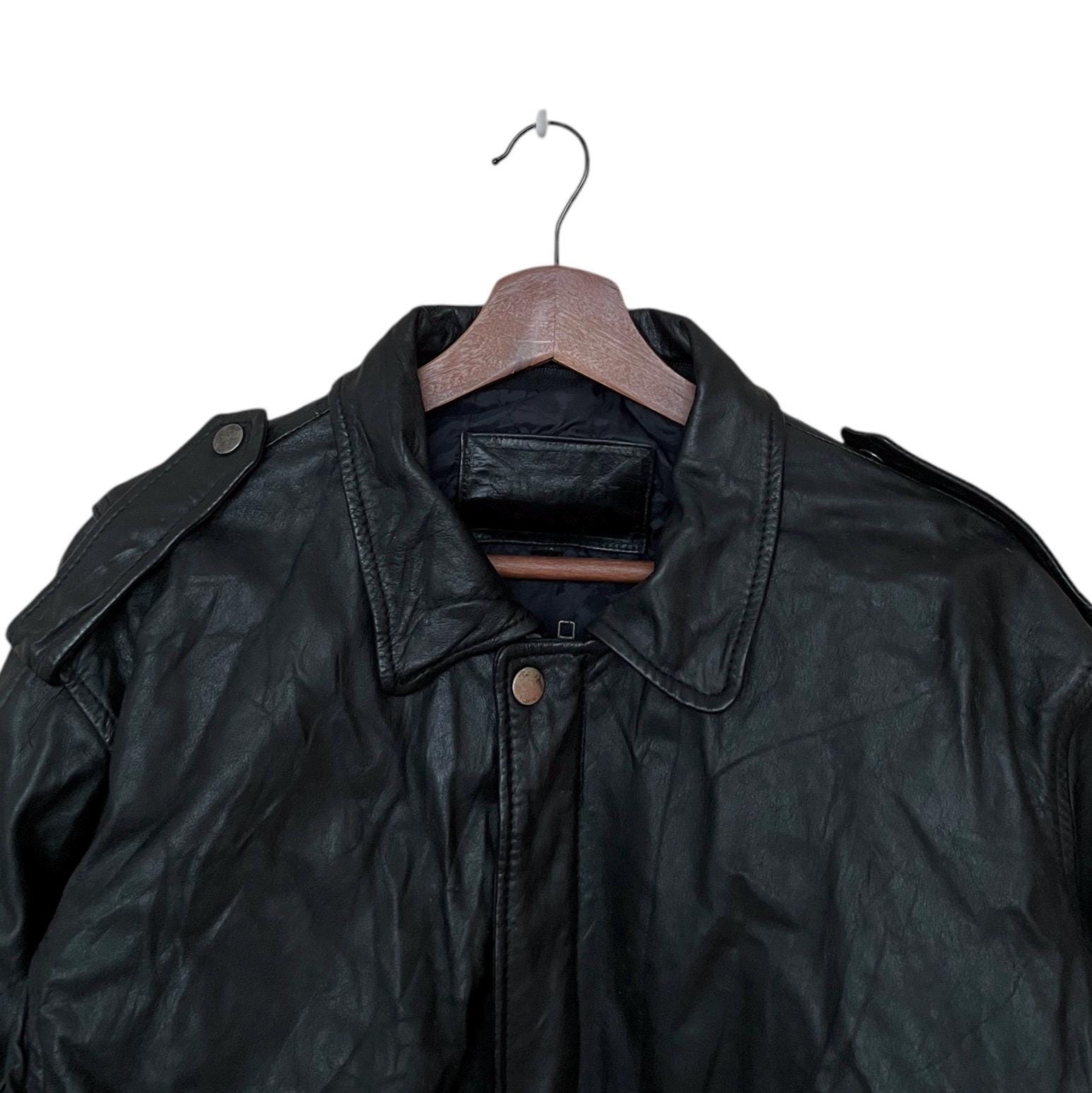 ジャケット・アウター 00s Rare archive design Leather Jacket Vintage 00s Mens Smooth Black Leather Jacket – S/M – Hotbox Vintage