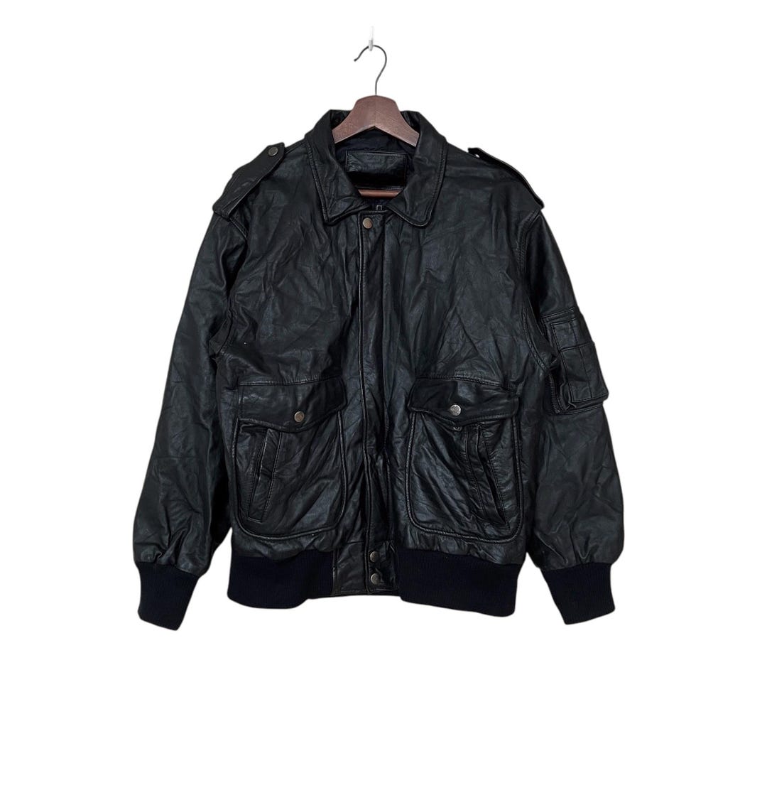 Rare Vintage Japanese Brand Sub Urban Bomber Leather Jacket 2000s