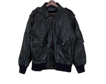 Rare Vintage Japanese Brand Sub Urban Bomber Leather Jacket 2000s