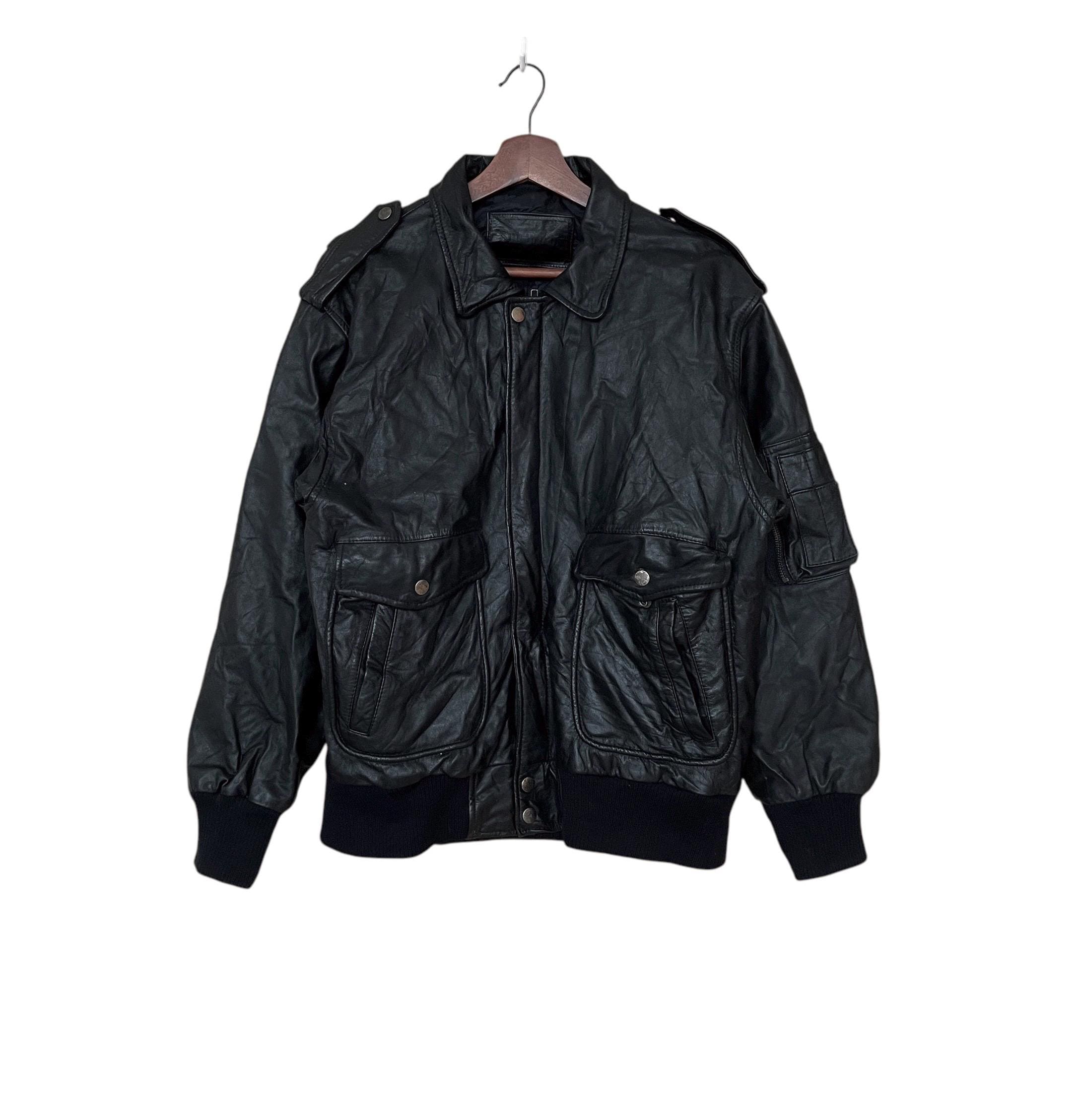 ジャケット・アウター 00s Rare archive design Leather Jacket Vintage 00s Mens Smooth Black Leather Jacket – S/M – Hotbox Vintage