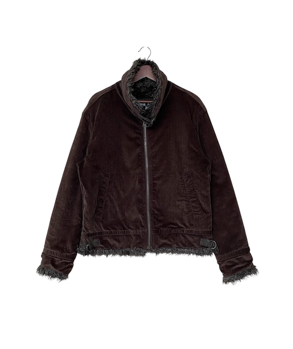 TORNADO MART 2 way leather Fur jacket v系 Rare Vintage Japanese Brand Tornado Mart Fur Leather Jacket 1990s