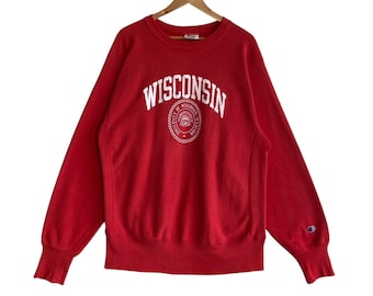 Rare Vintage Champion Reverse Weave Wisconsin Sweatshirt 1980s