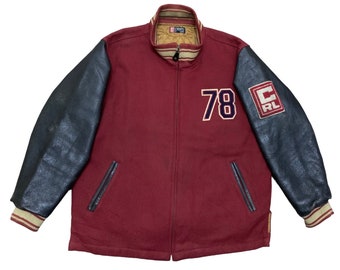 Vintage 1990s Chaps Leather Zip up Jacket / Fall Outerwear