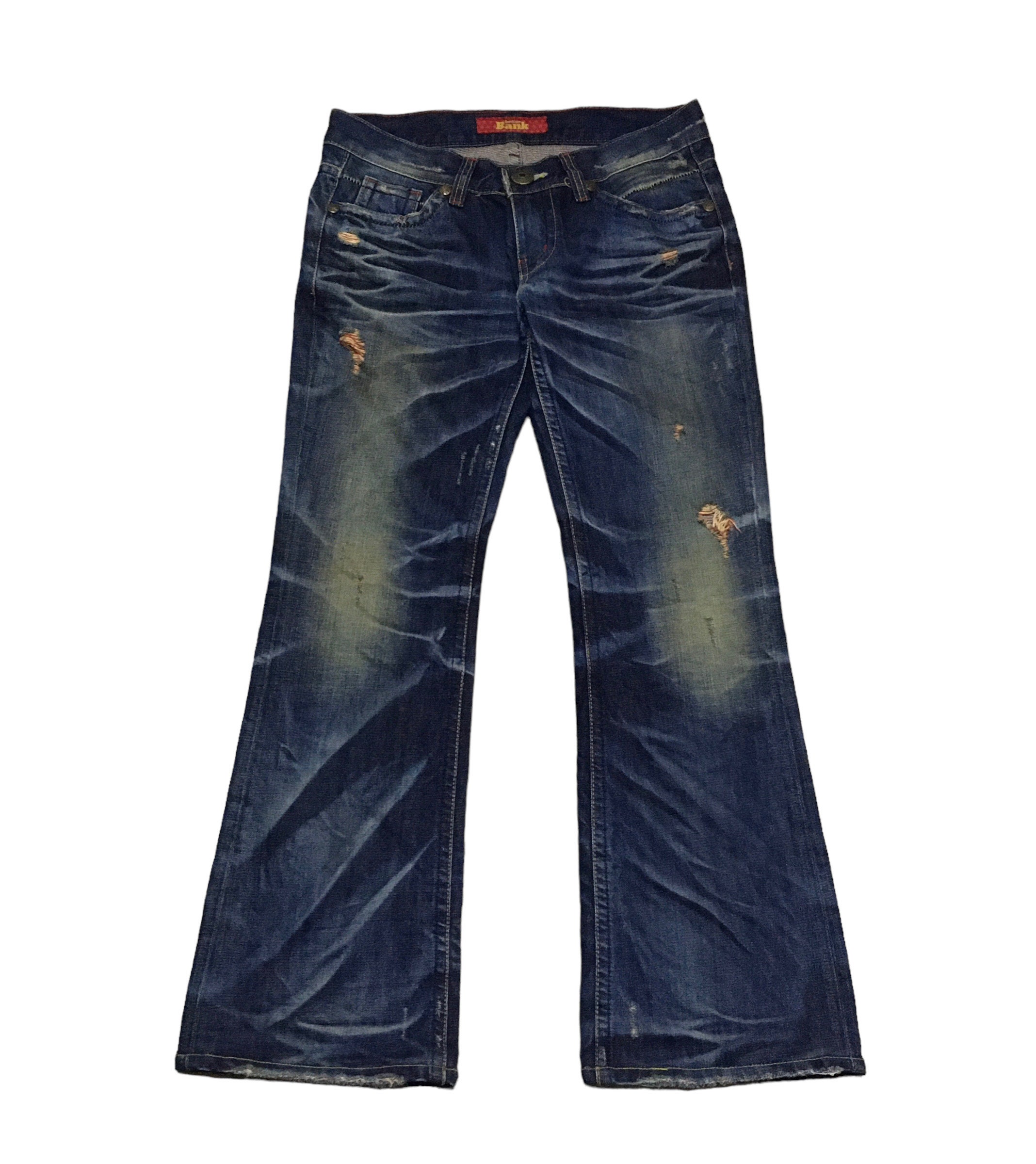 Rare Design Vintage Brand Indigo Bank Distressed Jeans 1990s
