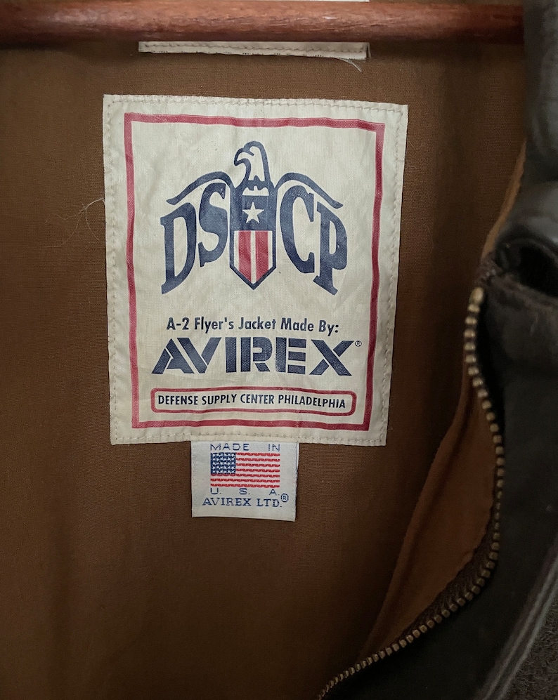 Rare Design Vintage Brand Avirex Leather Fly Jacket 1990s image 7