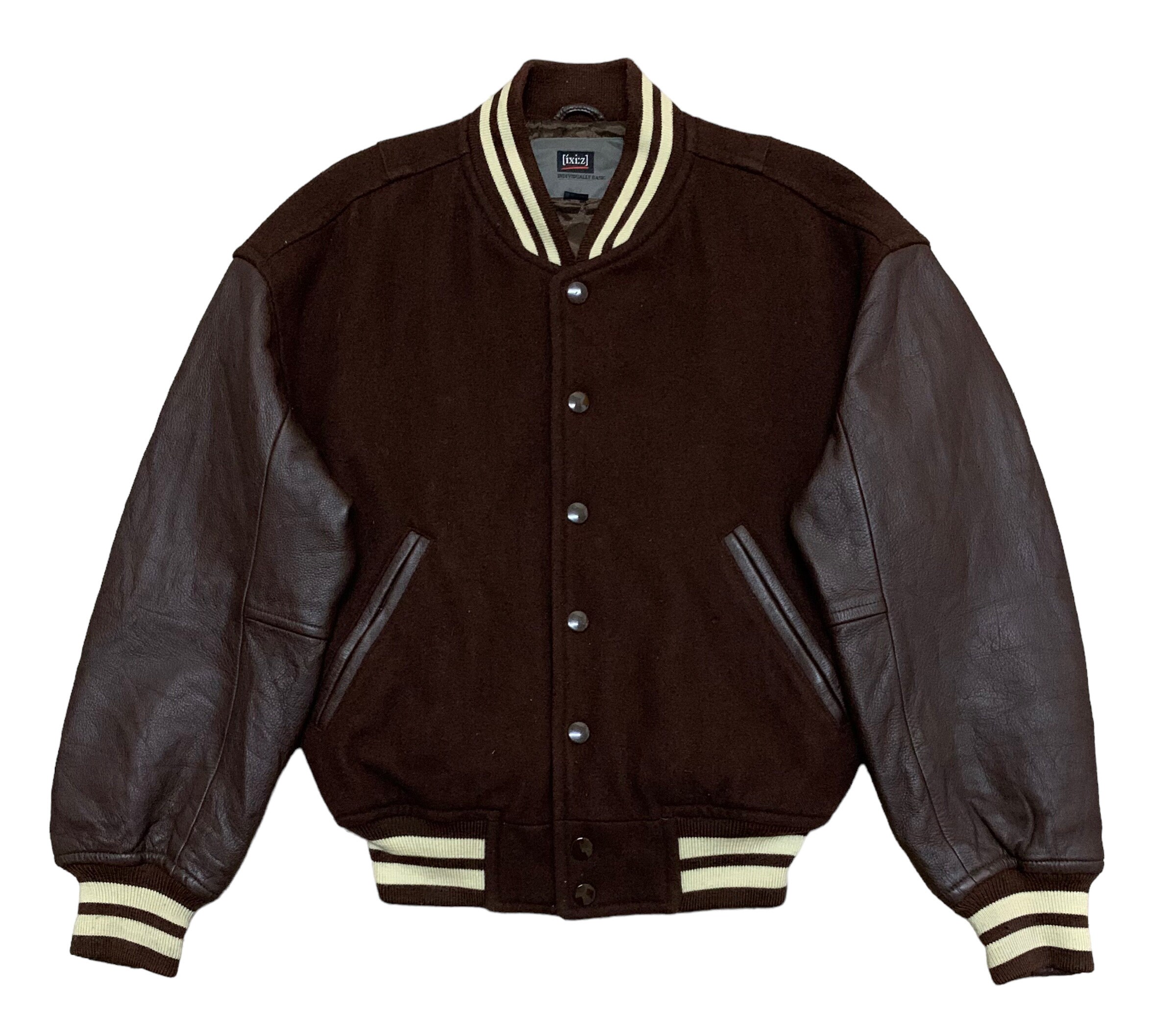 低価，人気SALE IXI:Zイクシーズ袖革スタジャン黒×黒(M)