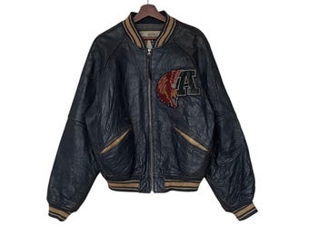 Rare Design Vintage Brand Avirex Leather Fly Jacket 1990s