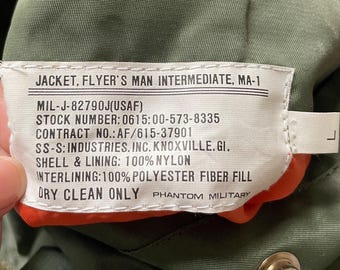 Rare Vintage Brand Phantom Military MA-1 Bomber Jacket 1990s