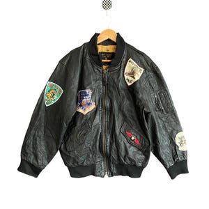 Rare Vintage 80's MA-1 Flight Fighter Leather Jacket - Etsy