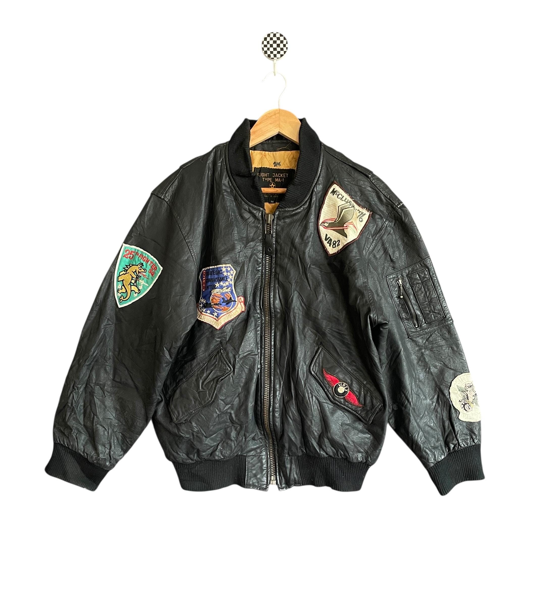 Very Rare Vintage Brand MA-1 Leather Flight Jacket 1980s - Etsy