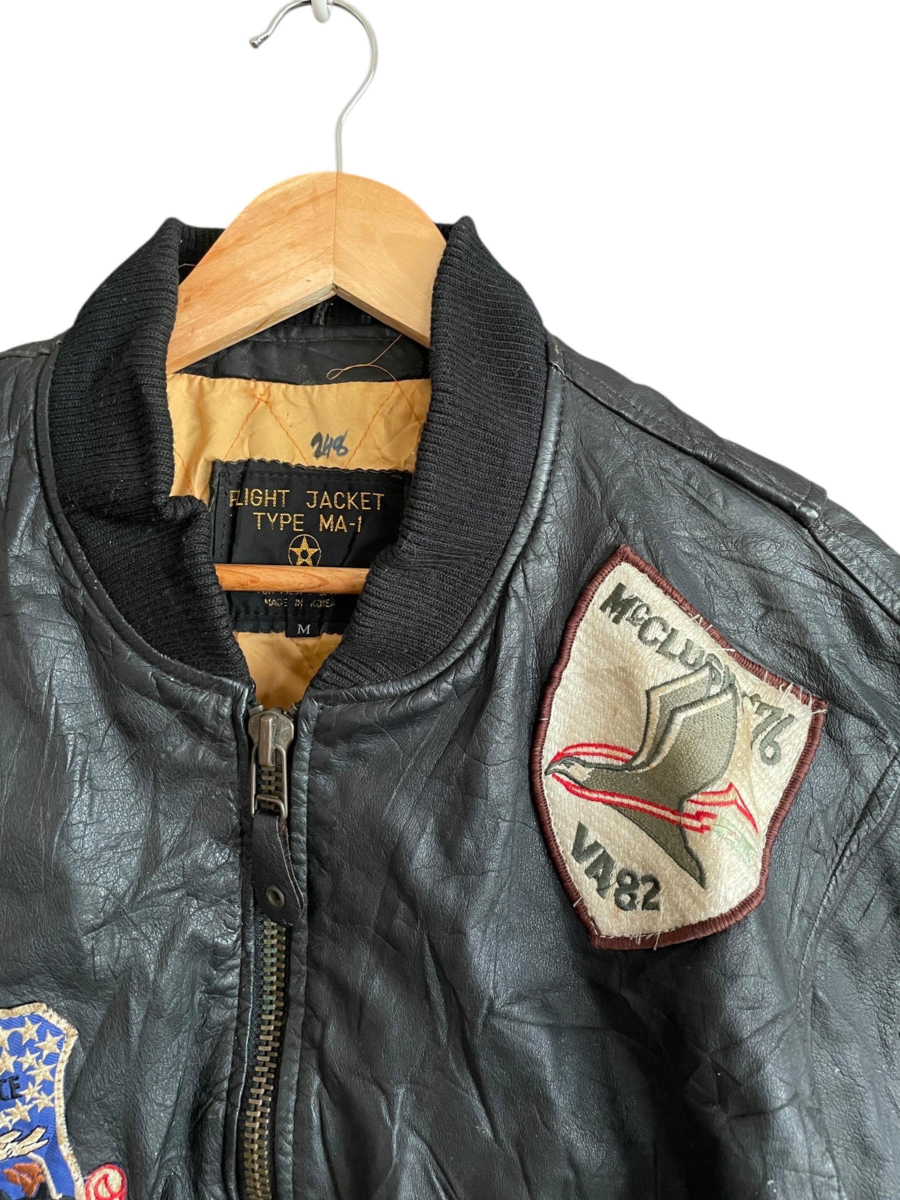 Very Rare Vintage Brand MA-1 Leather Flight Jacket 1980s - Etsy Israel