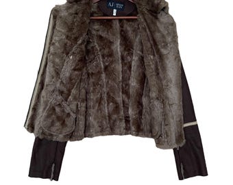 Rare Vintage Brand Armani Jeans Fur Leather Jacket 2000s - Etsy