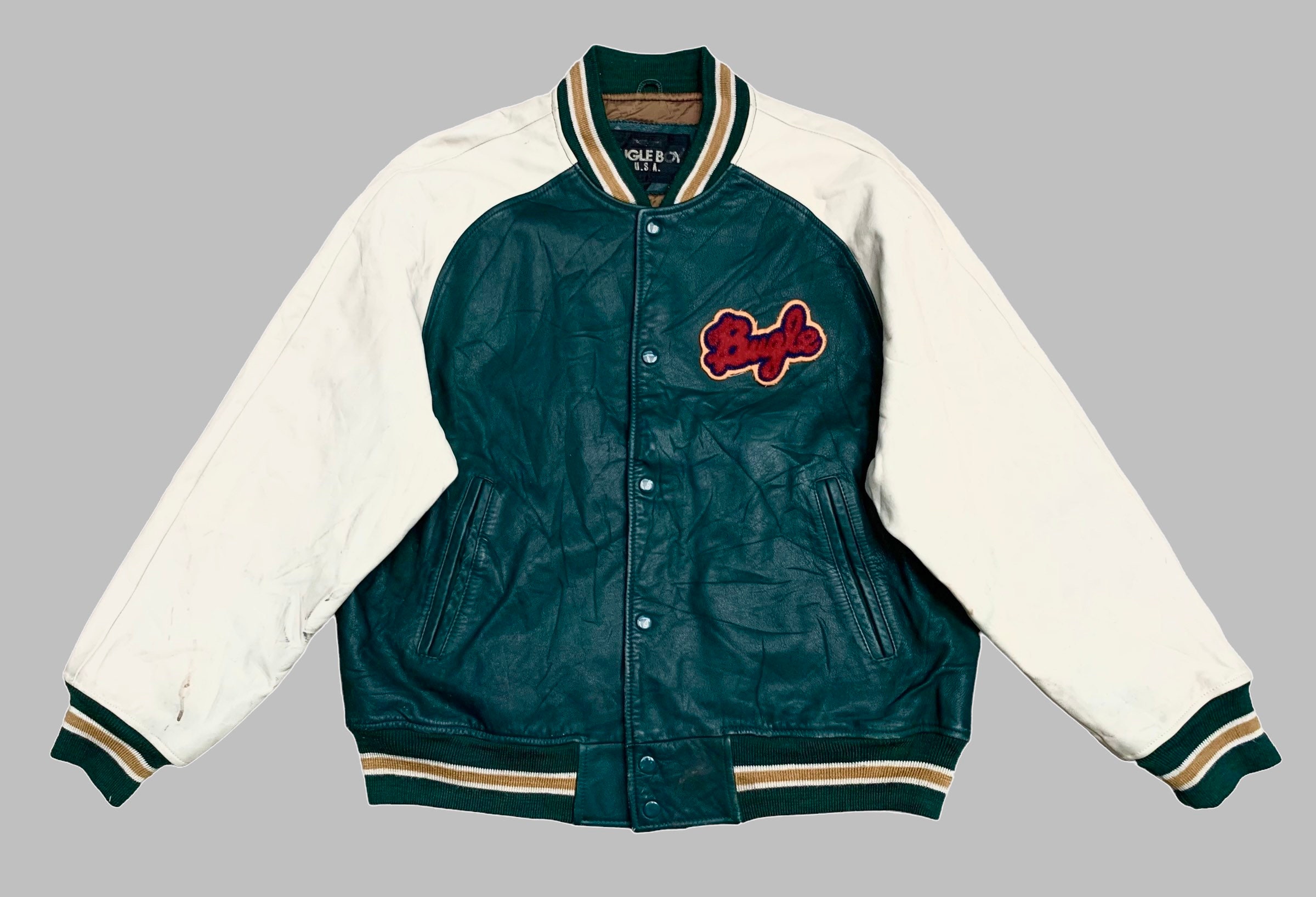 Vintage Brand the Bugle Boy Leather Varsity Jacket 1980s - Etsy