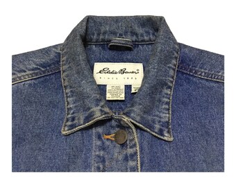 ジャケット・アウター <Eddie Bauer> Denim Trucker Jacket 90s Vintage Eddie Bauer Jacket Mens Large Blue Denim Trucker