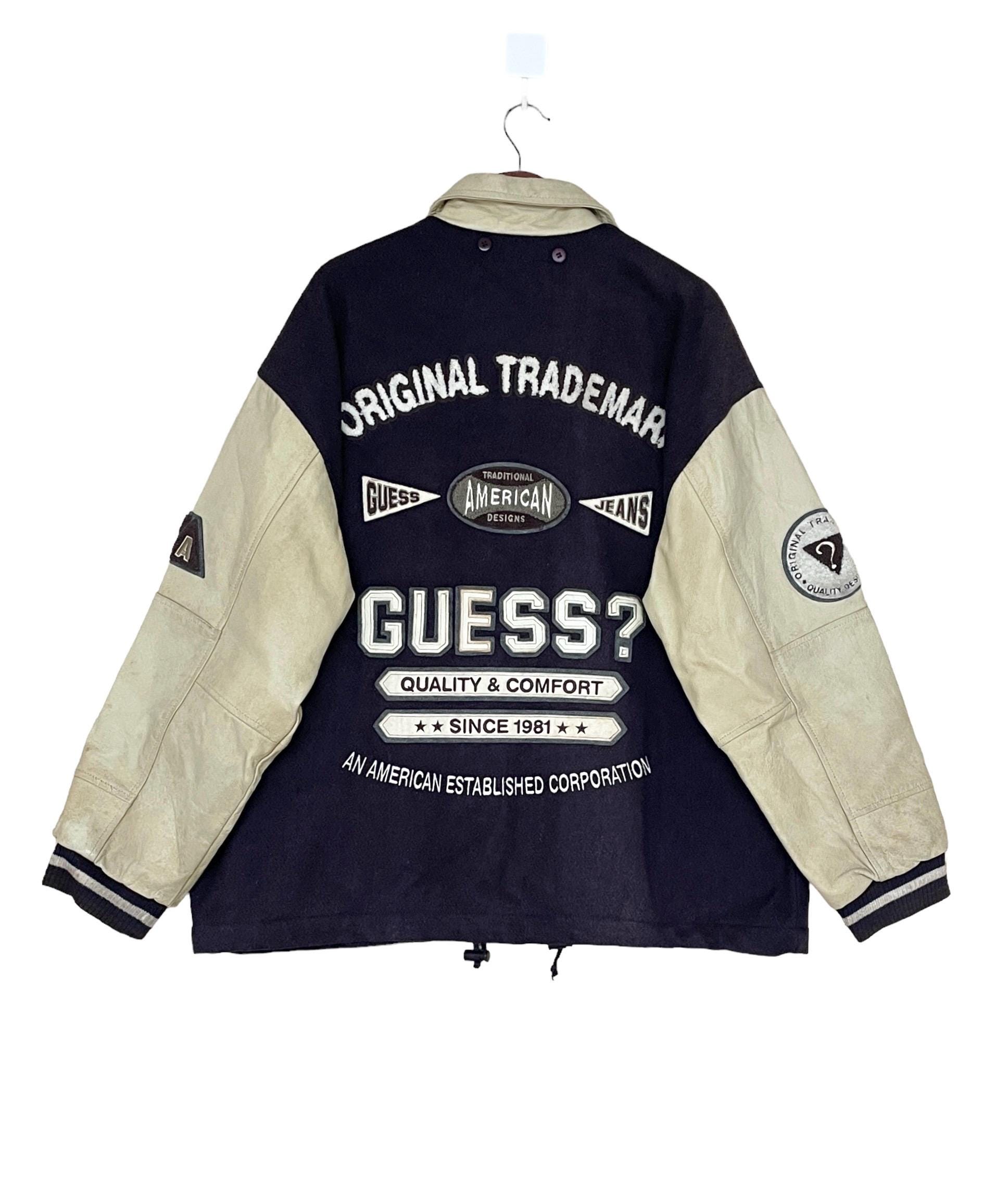 Rare Vintage Brand Guess Leather Varsity Jacket Made in Usa Rare Vintage Brand Guess Leather Varsity Jacket Made in Usa