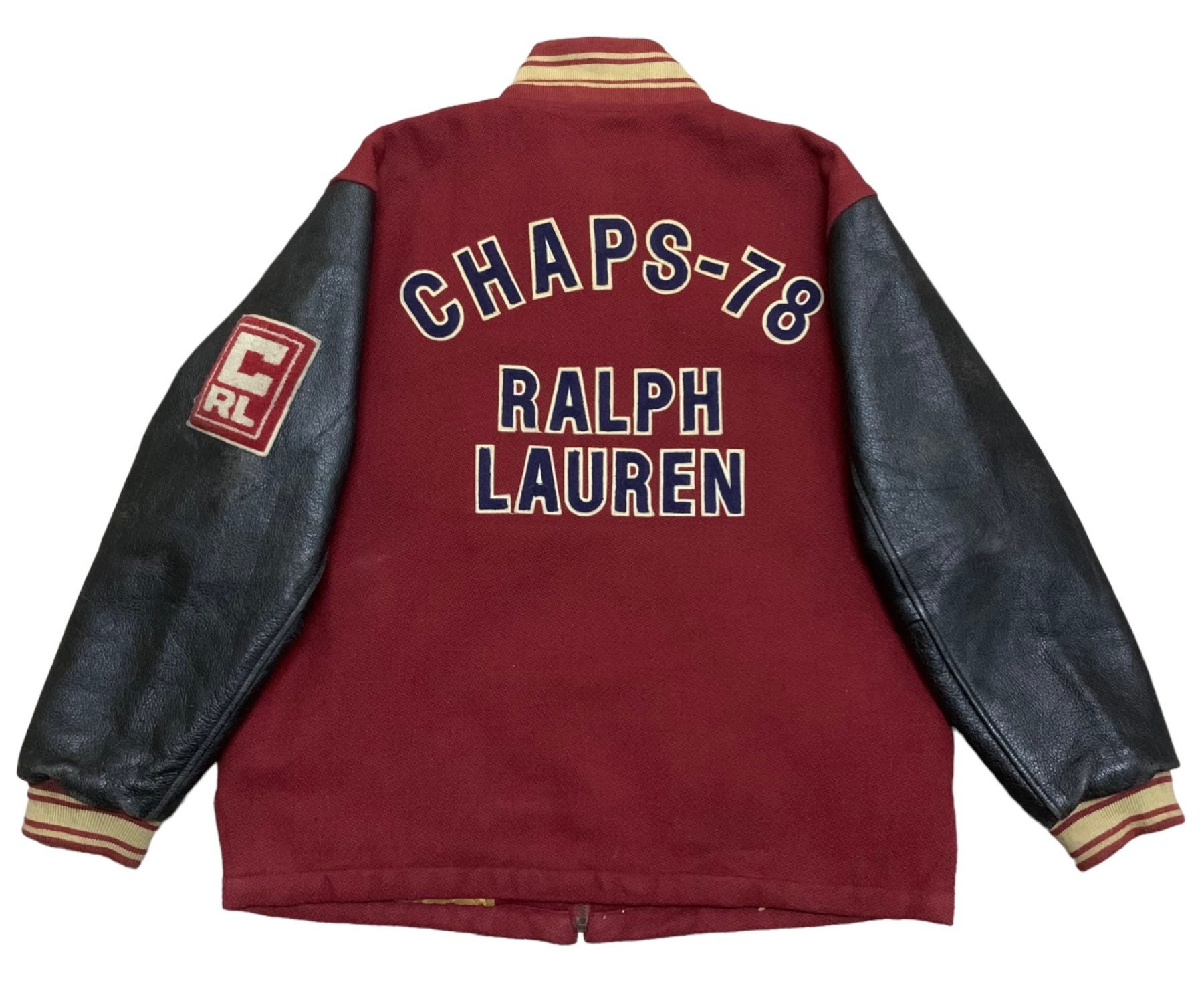 Rare Vintage Chaps Ralph Lauren Leather Varsity Jacket 1990s Rare Vintage Chaps Ralph Lauren Leather Varsity Jacket 1990s