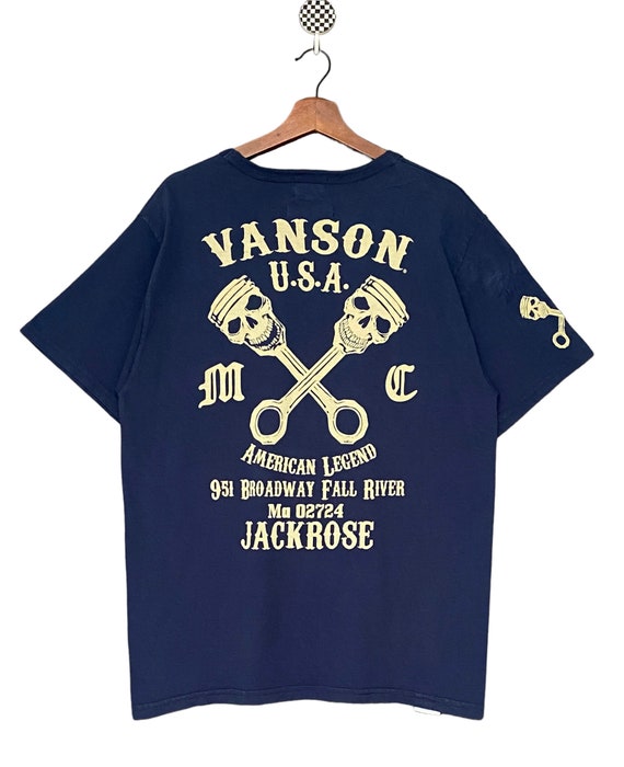 Rare Design Vintage Brand Vanson Leather Jack Rose T-shirt 2000s