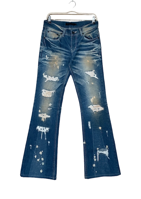 パンツ midas rare python lame denim Rare Design Vintage Japanese Brand Midas Flared Jeans 1990s - Etsy