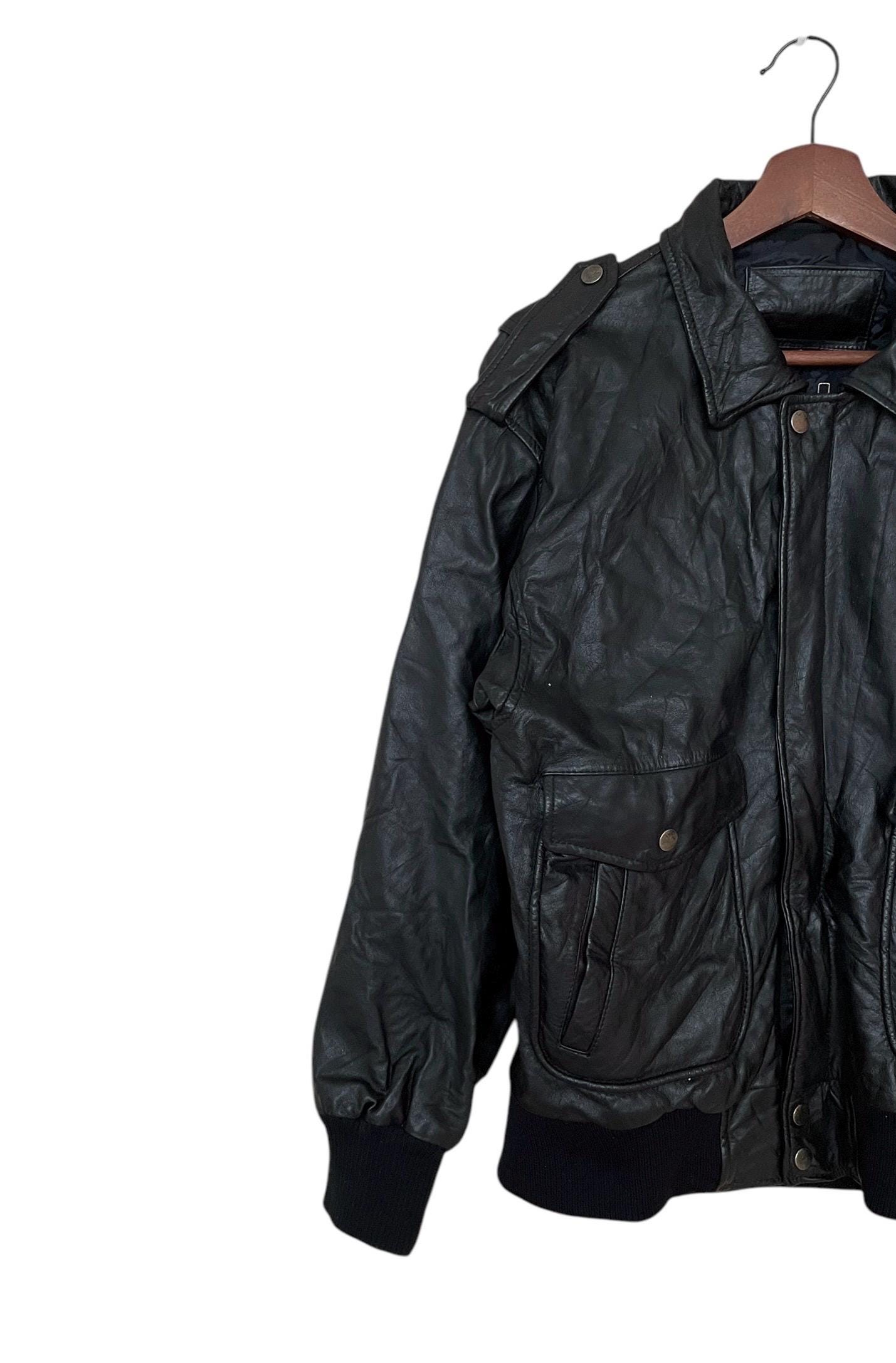 Rare Vintage Japanese Brand Sub Urban Bomber Leather Jacket 2000s 