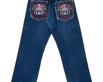 00s japanese label RICO jeans y2k Vintage Y2K 2000s Red Monkey