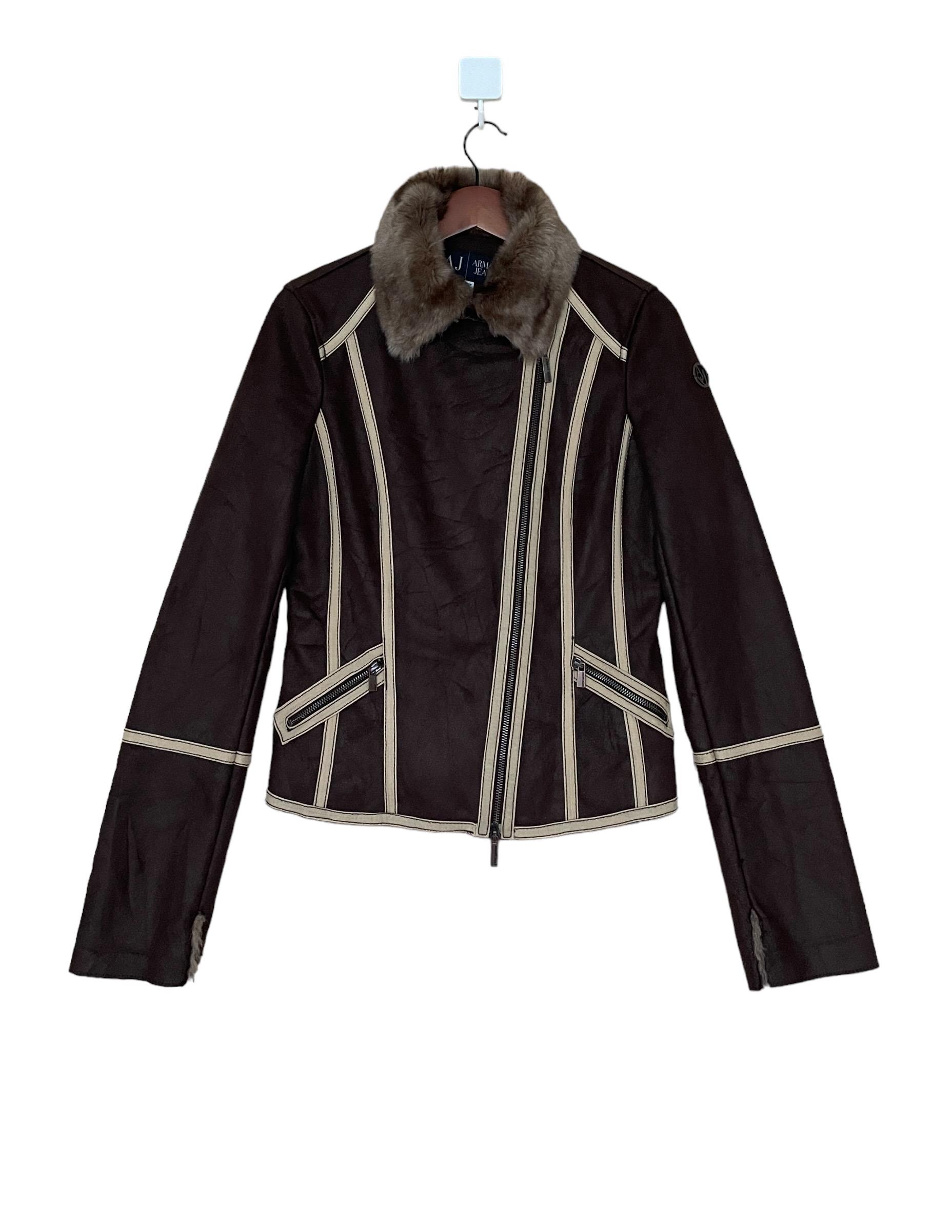 Armani Jeans Ladies' Chocolate Brown Leather Zip Up Short