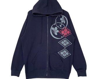 Vintage Y2K Beaumere Full Print Hoodie/size L/black Colour