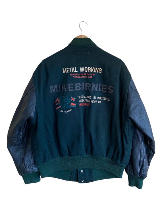 ジャケット・アウター 80-90's MIKEBIRNIES All-Leather Jacket Rare Design Vintage Brand Mike Birnies Varsity Leather Jacket
