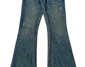 Diseño raro marca vintage True Religion hecho en usa jeans acampanados de la década de 1990