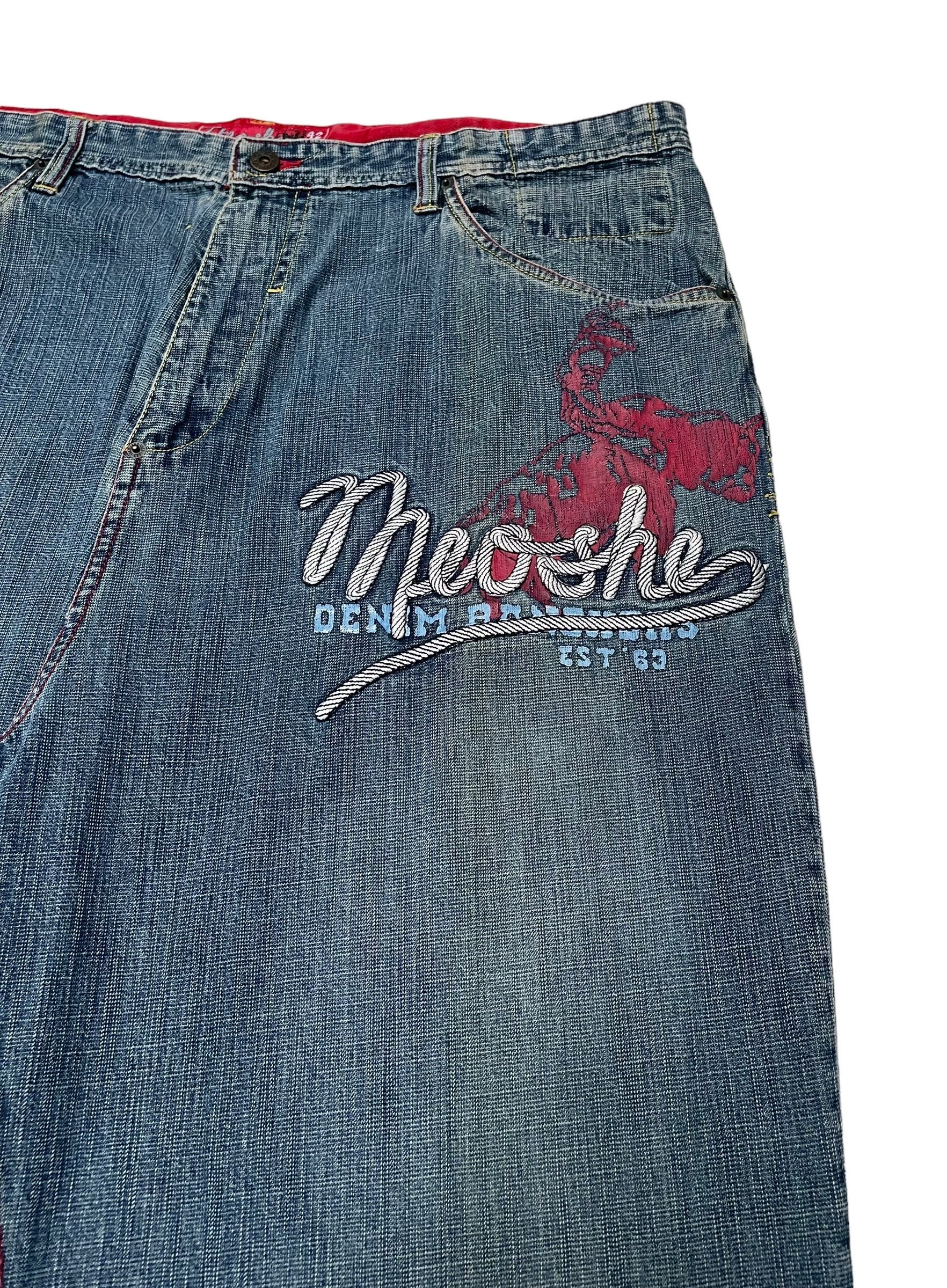 Rare Design Vintage Japanese Brand Meoshe Baggy Jeans 2000s Rare Design Vintage Japanese Brand Meoshe Baggy Jeans 2000s