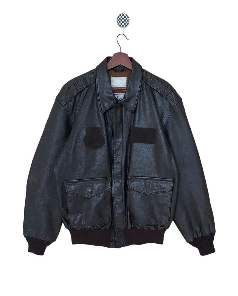 Rare Design Vintage Brand Avirex Leather Fly Jacket 1990s image 1