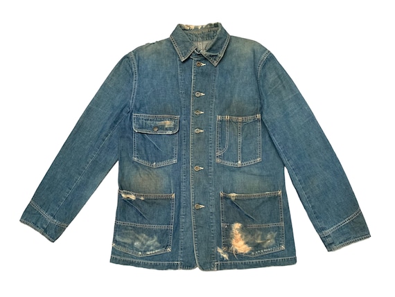 Journal Standard, Very Rare Vintage Journal Standard Distressed Chore Jacket Denim 1990s