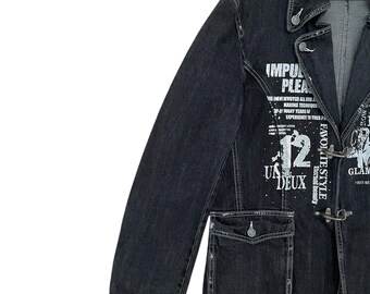 Rare Vintage Japanese Brand Archive Skull Punk Denim Jacket