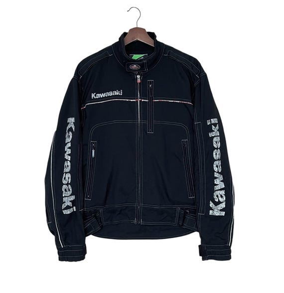 KUSHITANI × KAWASAKI CHROME JACKET L Rare Design Vintage Brand Kushitani Kawasaki Bikers Jacket 1990s