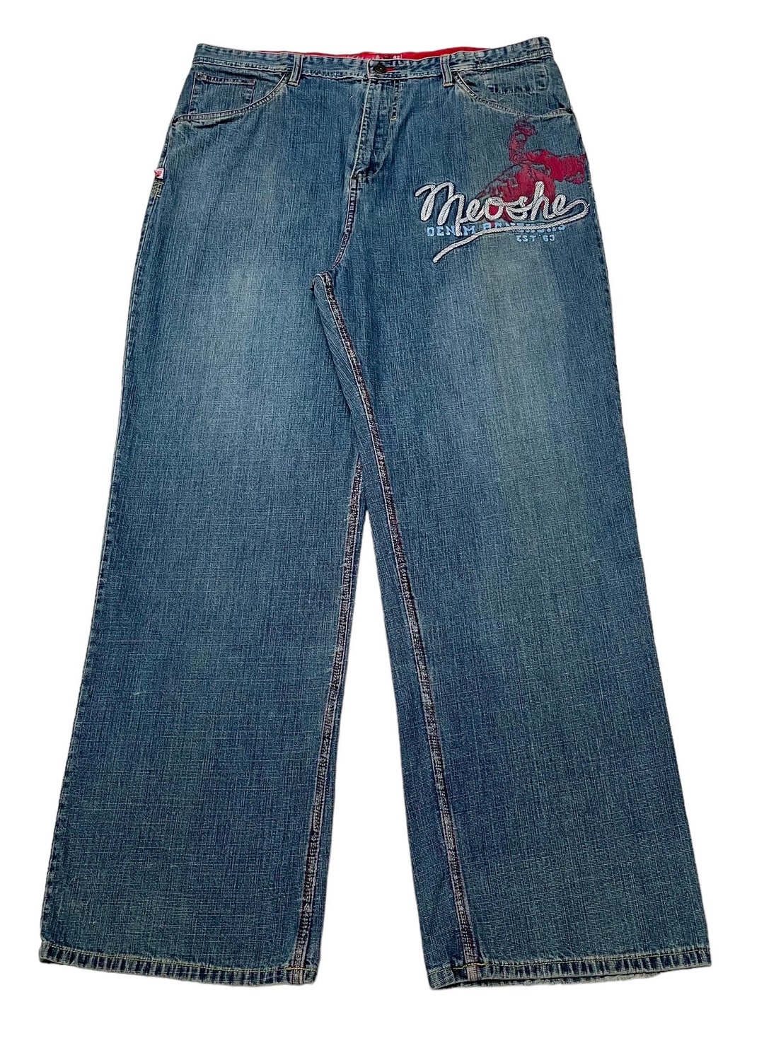 Rare Design Vintage Japanese Brand Meoshe Baggy Jeans 2000s Rare Design Vintage Japanese Brand Meoshe Baggy Jeans 2000s