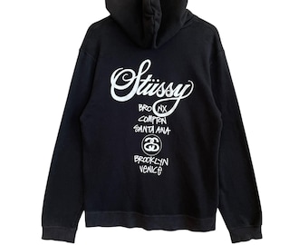 Very Rare Design Vintage Brand Stussy Big Logo Hoodie 2000s