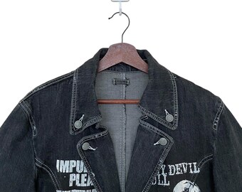 Rare Vintage Japanese Brand Archive Skull Punk Denim Jacket
