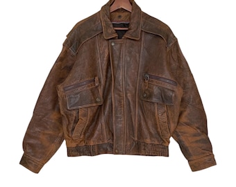Vintage Japanese Brand Leather Brown Jacket - Etsy