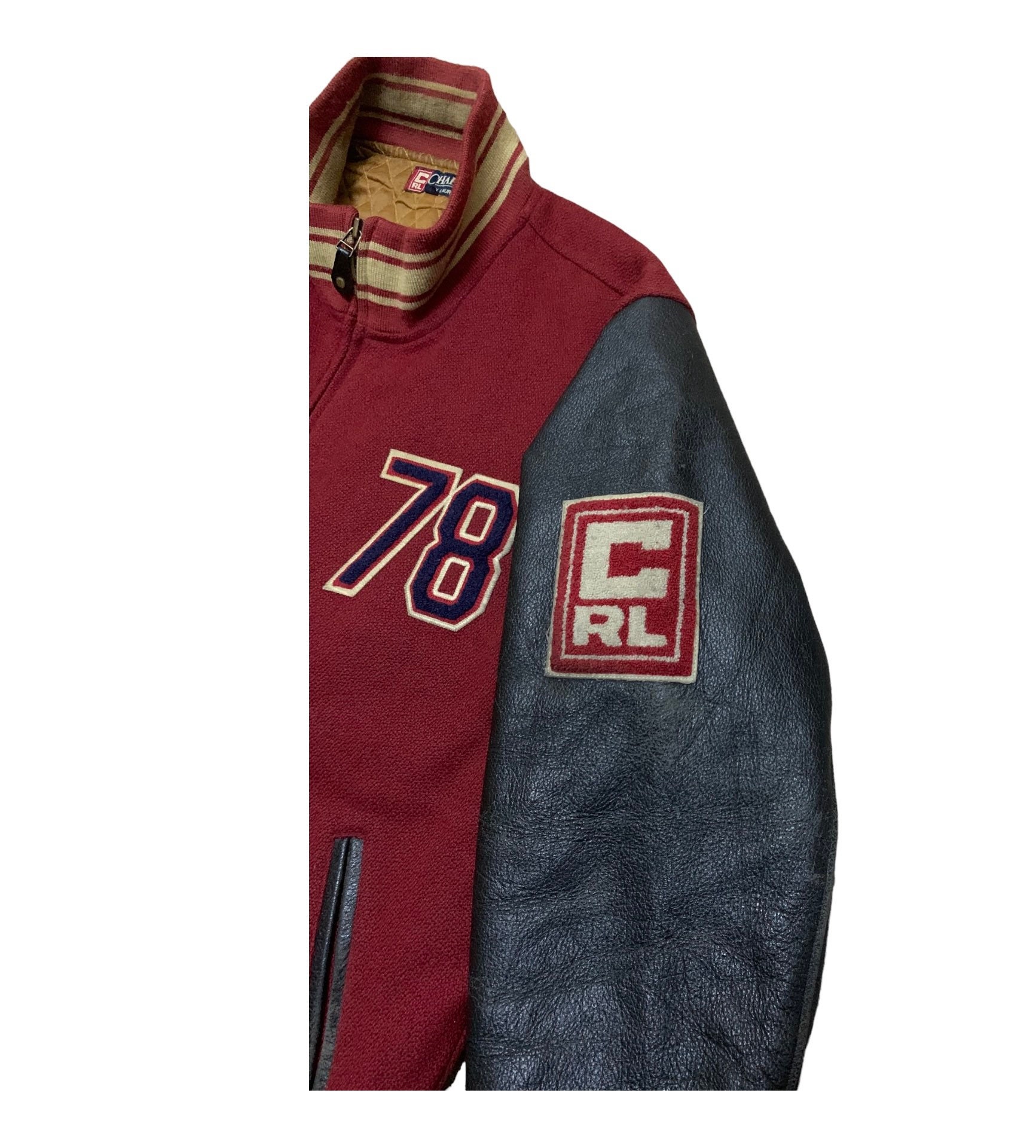 Rare Vintage Chaps Ralph Lauren Leather Varsity Jacket 1990s