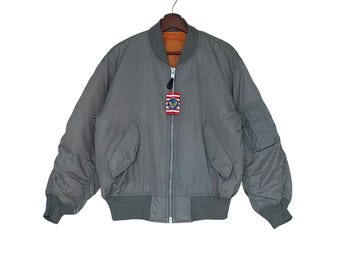 Vintage MA-1 USAF Flyer's Reversible Navy Blue/orange Bomber