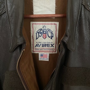 Rare Design Vintage Brand Avirex Leather Fly Jacket 1990s image 5