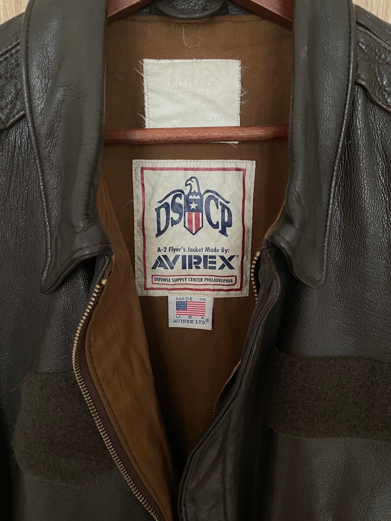 Rare Design Vintage Brand Avirex Leather Fly Jacket 1990s image 5