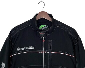 Rare Design Vintage Brand Kushitani Kawasaki Bikers Jacket 1990s