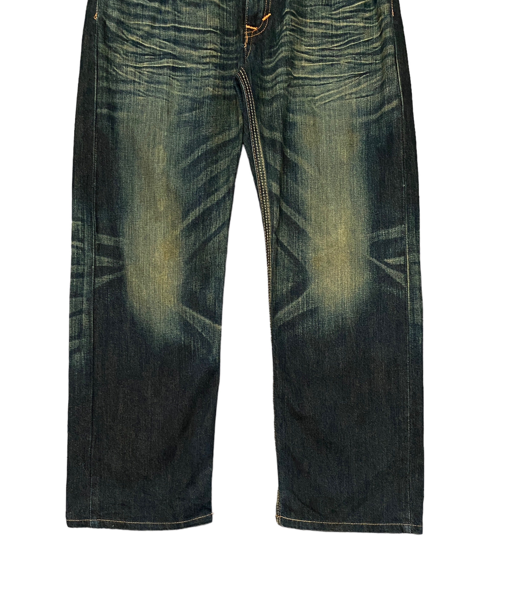 ☆SEVENTEEN☆【UNGIMMICK】☆Vintage Washed Denim Ca.p☆ Vintage | Jeans | Vtg 8s Stefano Acid Wash Denim Bow Taper