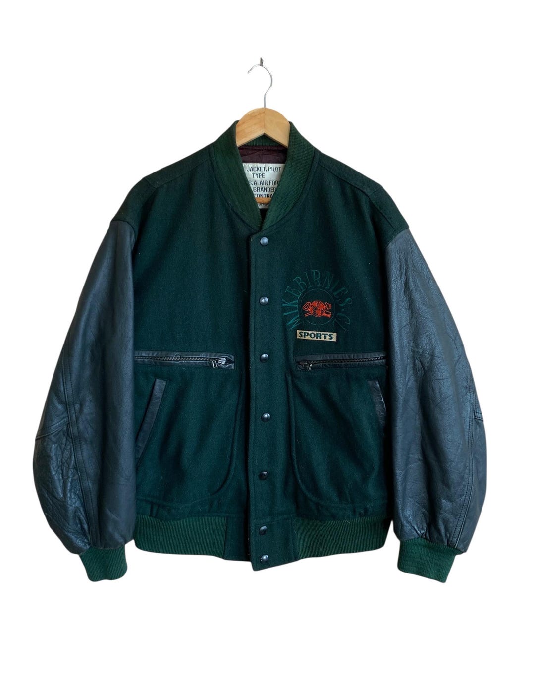 Rare Design Vintage Brand Mike Birnies Varsity Leather Jacket
