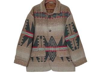 ジャケット・アウター vintage 90's US wool design coat Vintage 1990s Woolrich Aztec Pattern Wool Shell Jacket
