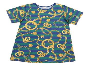 Rzadki projekt Vintage Brand Celine Full Print T-shirt z lat 90.